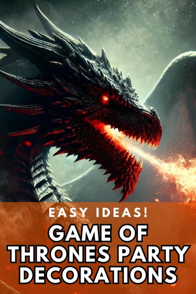 A fierce, black-scaled dragon with glowing red eyes breathes fire, illuminating the smoky, dark atmosphere with embers flying around. The creature's sharp horns, massive wings, and razor-like teeth give it an intimidating presence, reminiscent of Drogon from Game of Thrones. The fiery breath and ominous glow evoke the power and destruction of dragons in Westeros.