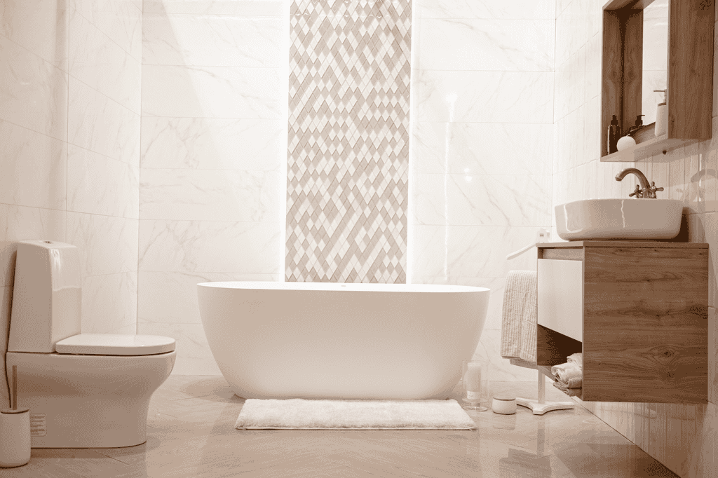 bathtub in a small bathroom